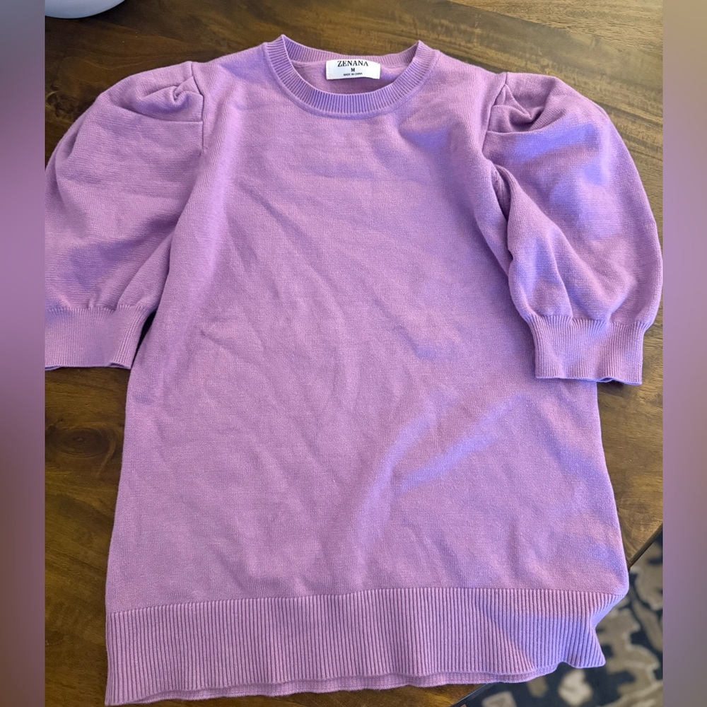 Zenana Outfitters Lavender Crew Neck Sweater